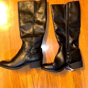 Womens CROFT & BARROW Wide Calf Tall Riding Boot Knee High BLACK sz 7 Med Width.